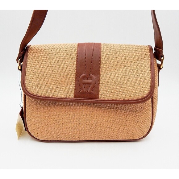 Etienne Aigner Woven Envelope Style Handbag Shoulder Bag Purse Faux Leather Tag - Picture 1 of 14
